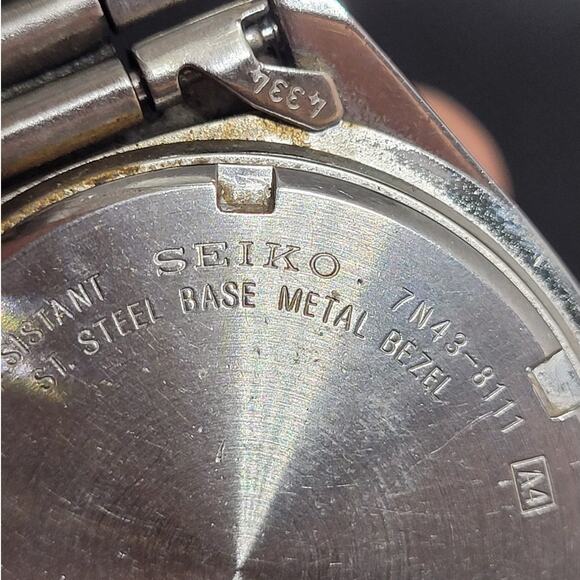 Retro Seiko President 7N43-8111 Gold & Steel Day-Date Vintage Quartz Watch As Is - Picture 7 of 8